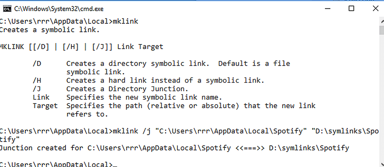 SSD Yer Açma Windows mklink junction kullanımı kodto